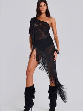 Jaded London Vivienne Lace Fringe Dress